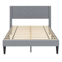Bedframe voor 200 x 140 cm Matras Geïmpregneerd Tweepersoonsbedframe Platformbed met Hoofdeinde Grijs