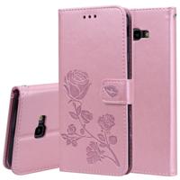 Rose reliëf horizontaal flip PU lederen Case voor Samsung Galaxy J4 Plus, met houder & kaartsleuven & portemonnee (Rose goud)