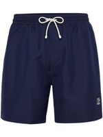 Brunello Cucinelli short de bain à logo brodé - Bleu