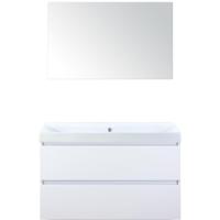 Maxx XL Badmeubelset 100 cm - Wit Hoogglans - Wastafel Just Zonder Kraangat met Spiegel