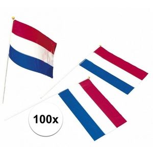 100x Plastic zwaaivlaggetje Holland