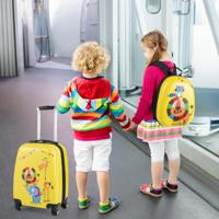 2 Stuks Kinderkoffer Set Koffer en Rugzak Set Harde Koffers met Wielen en Intrekbaar Handvat Geel - thumbnail