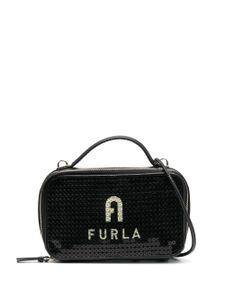 Furla mini sac à main à fini verni - Noir