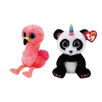 Ty - Knuffel - Beanie Boo's - Gilda Flamingo & Paris Panda - thumbnail
