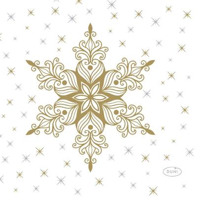 Duni servetten snowstars white 24x24cm