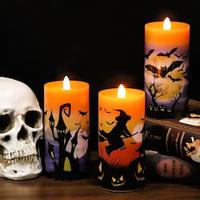 3pcs halloween kaarslicht decorverlichting vleermuis spookpatroon afstandsbediening led kaarsverlichting halloween thuis slaapkamer woonkamer vakantie bar spookhuis sfeer decoratie Lightinthebox - thumbnail