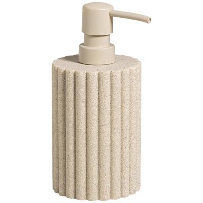 Leen Bakker - Zeeppomp Nordic Beige - Polyresin - Beige#Taupe - 8.1x8.1x17.2 Cm