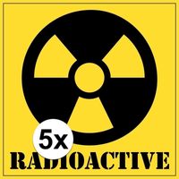 5x Halloween decoratie radioactief / radioactive sticker 10,5 cm