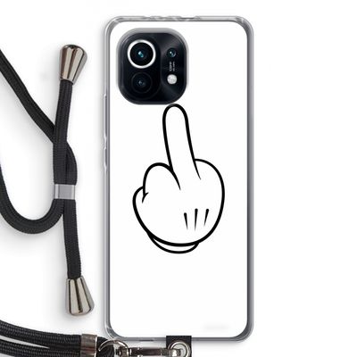 Middle finger white: Xiaomi Mi 11 Transparant Hoesje met koord