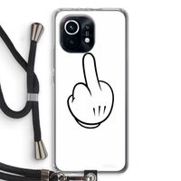 Middle finger white: Xiaomi Mi 11 Transparant Hoesje met koord