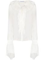 Alberta Ferretti chemise en soie à volants - Blanc