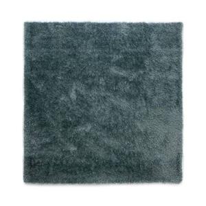 Tapeso Vierkant hoogpolig vloerkleed velvet - Posh blauw - 120x120 cm