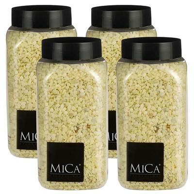 Mica Decorations decoratie stenen/granulaat - 4x - 650ml - geel - hobby steentjes