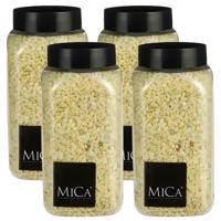 Mica Decorations decoratie stenen/granulaat - 4x - 650ml - geel - hobby steentjes