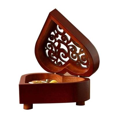 2 PC'S creatieve hartvormige Vintage hout gesneden mechanisme muzikale vak liquideren muziekdoos cadeau gouden beweging (Spirited Away)