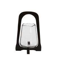 Windlicht Anosy glas hout zwart L