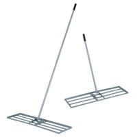 Gras Egaliseerhark met Ergonomisch Handvat Metalen Grasriek Egalisatie Oppervlakvlakker Gazonwerktuig Zilver