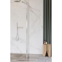 FortiFura Galeria zijwand - 50x200cm - mat glas - 8mm - met hoekprofiel - chroom SW797922 / SW358024