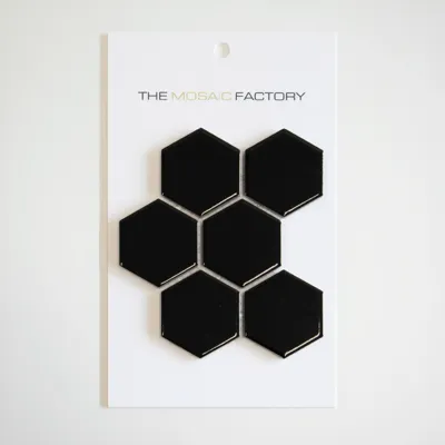 The Mosaic Factory Barcelona Mozaiek Tegel Hexagon - Zwart Porselein Geglazuurd 281x325 mm