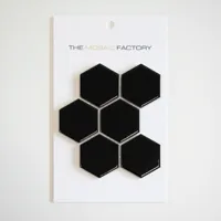 The Mosaic Factory Barcelona Mozaiek Tegel Hexagon - Zwart Porselein Geglazuurd 281x325 mm