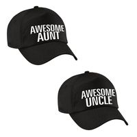 Awesome Aunt en Uncle petje zwart - Cadeau petten set voor Oom en Tante