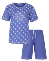 Irresistible dames shortama katoen - Blauw stippen