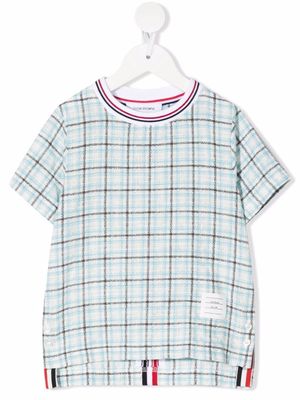 Thom Browne Kids t-shirt à carreaux - Bleu