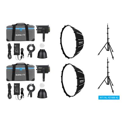 Nanlite Forza 150B Bi-color LED dual kit (w/ light stand and softbox)