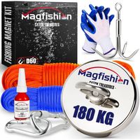 Magfishion Magneetvissen MEGA Set - 180 KG - Vismagneet - 2x Touw + Karabijnhaak met Schroefsluiting - Dreghaak - thumbnail