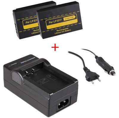 2 x camera-accu's LP-E17 voor Canon + oplader