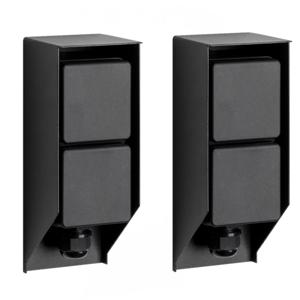 Set van 2 Tuinstopcontact Double Wall buitenstopcontact zwart