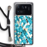 Gekleurde driehoekjes blauw: Xiaomi Mi 11 Ultra Transparant Hoesje met koord