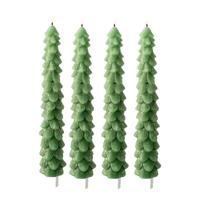 LED kerstboom dinerkaars - 4x - groen - 29 cm - batterijen - timer - kerstdiner kaars - kerstkaars