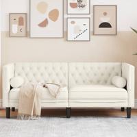 Tweezitsbank Chesterfield-stijl en bolsters fluweel crèmekleur