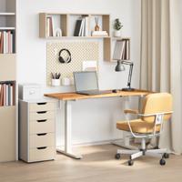 Bureau Wit en Lichtbruin 140 x 60 cm Massief Eikenhout