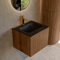 Badmeubel Mondiaz Kurve | 50 cm | Meubelkleur Walnut | Wastafelkleur Urban | Midden spoelbak | 1 kraangat