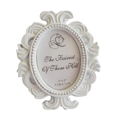 2 PC'S Floral foto ronde foto frame houder bruiloft Home decor (wit)