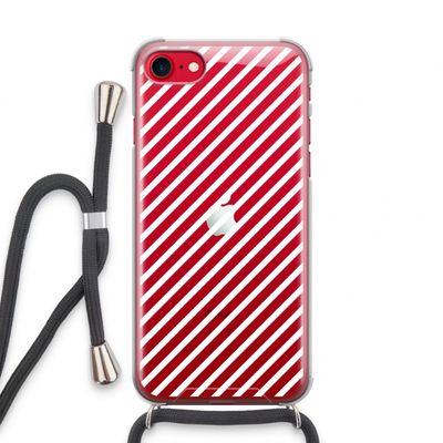Strepen zwart-wit: iPhone SE 2020 Transparant Hoesje met koord