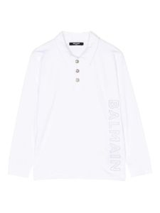 Balmain Kids polo en coton à patchs logo - Blanc