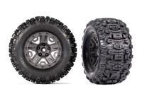 Traxxas - Tires & wheels, assembled, glued (black chrome wheels, belted Sledgehammer All-Terrain tires, dual profile (2.9' outer, 3.8' inner) (TRX-...