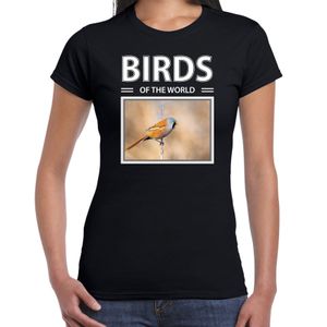 Baardmannetjes t-shirt met dieren foto birds of the world zwart voor dames