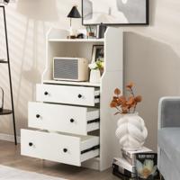 Commode met 3 Laden en Legplanken Ladekast met Kantelbeveiliging Dressoir Hout voor Woonkamer Slaapkamer Entree Wit