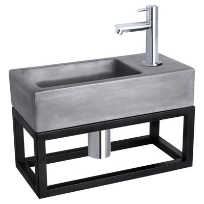 Differnz Ravo fonteinset beton donkergrijs - kraan recht - met handdoekrek - 38.5 x 18.5 x 9 cm - chroom