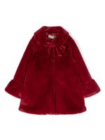 La Stupenderia manteau en fourrure artificielle à détail de nœud - Rouge