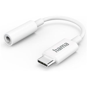 Hama Aux-adapter USB-C u 3,5-mm-jack-aansluiting Mini jack kabel Wit