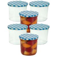 Weckpotten / inmaakpotten - blauw - 12x stuks - 230 ml - met draaideksel - glas