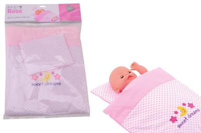 Baby rose poppendeken en kussenset