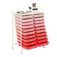 Rollwagen met 20 Stapelbare Lades & Metalen Frame Rolcontainer Badrolwagen Roze Rollwagen met 20 Stapelbare Lades & Metalen Frame Rolcontainer Badrolwagen Roze