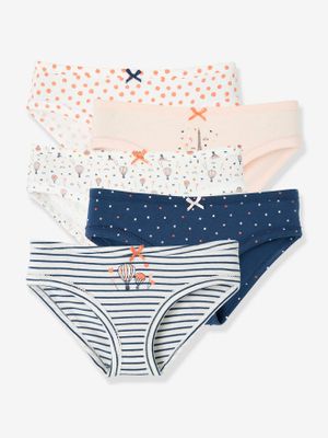 Set van 5 meisjesslipjes Oeko-Tex® met fantasieprint set ivoor