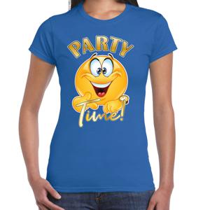 Foute party t-shirt voor dames - Emoji Party - blauw - carnaval/themafeest